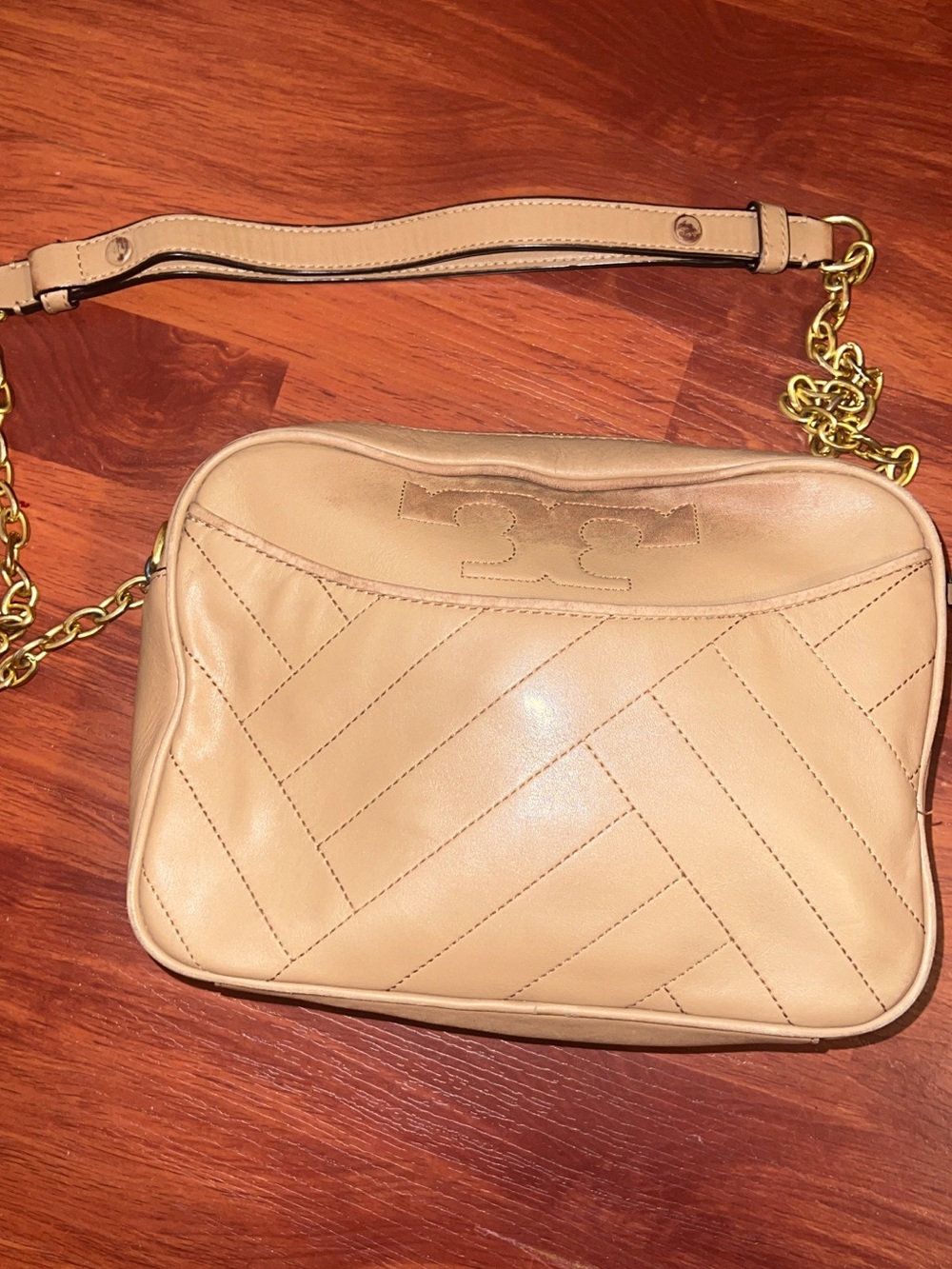 Tory Burch Tan Quilted Leather Chain Crossbody